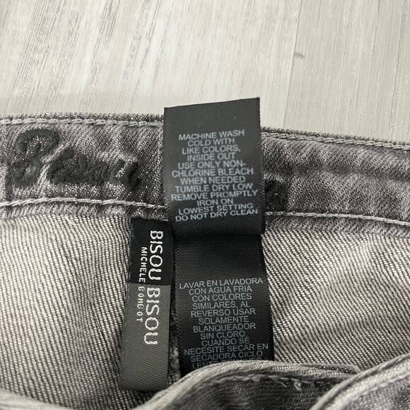 Bisou Bisou Straight Wide Leg High Rise Zipper Leg Accent Michele Bohbot 12 - Picture 4 of 11